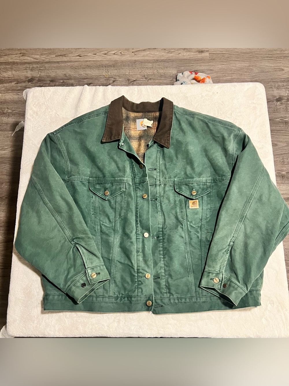Vintage Carhartt JB0694 Aspen Green Trucker Jacket Size 4XL Blanket Lined